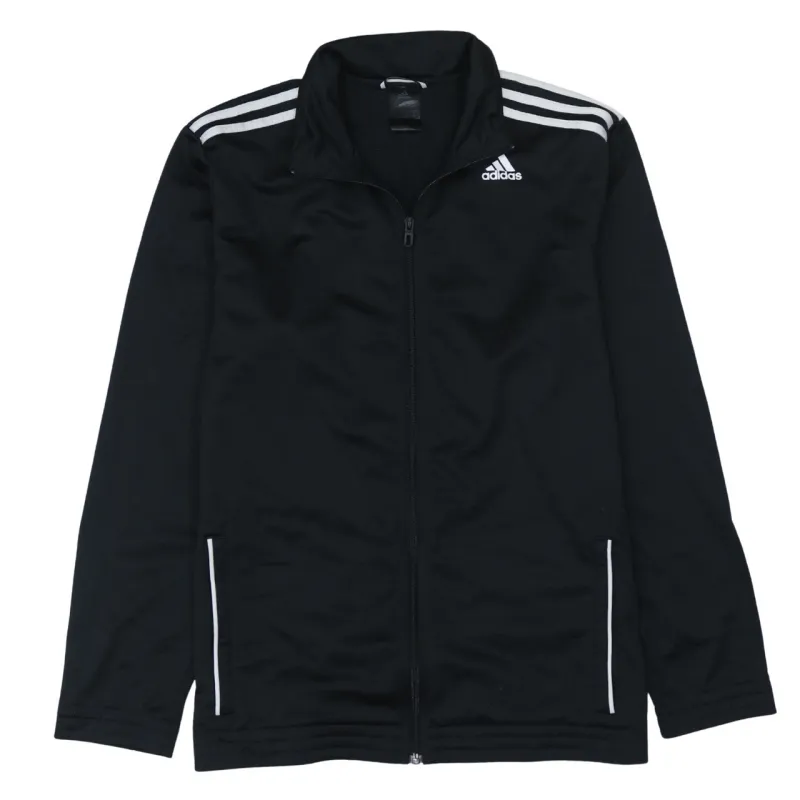 Adidas Black Track Jacket Women’s Large Three Stripe Shoulders Embroidered Logo Zip Top sold by Vintage Club