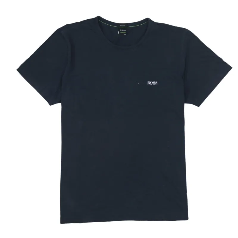 Hugo Boss Navy Blue T Shirt Women's XXLarge Small Chest Logo Printed Back Neck Tee sold by Vintage Club