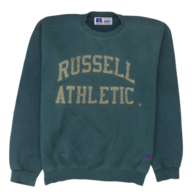 Russell Dark Green Sweatshirt Women's Medium Printed Russell Athletic Logo Crewneck Pullover sold by Vintage Club