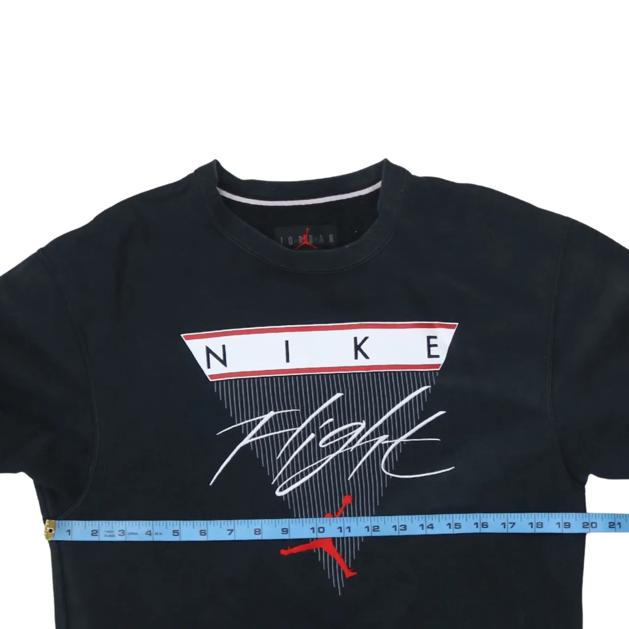 Jordan Black Sweatshirt Men's Small Printed Nike Flight Triangle Logo Crewneck Pullover Fleece Top sold by Vintage Club product image thumbnail 5
