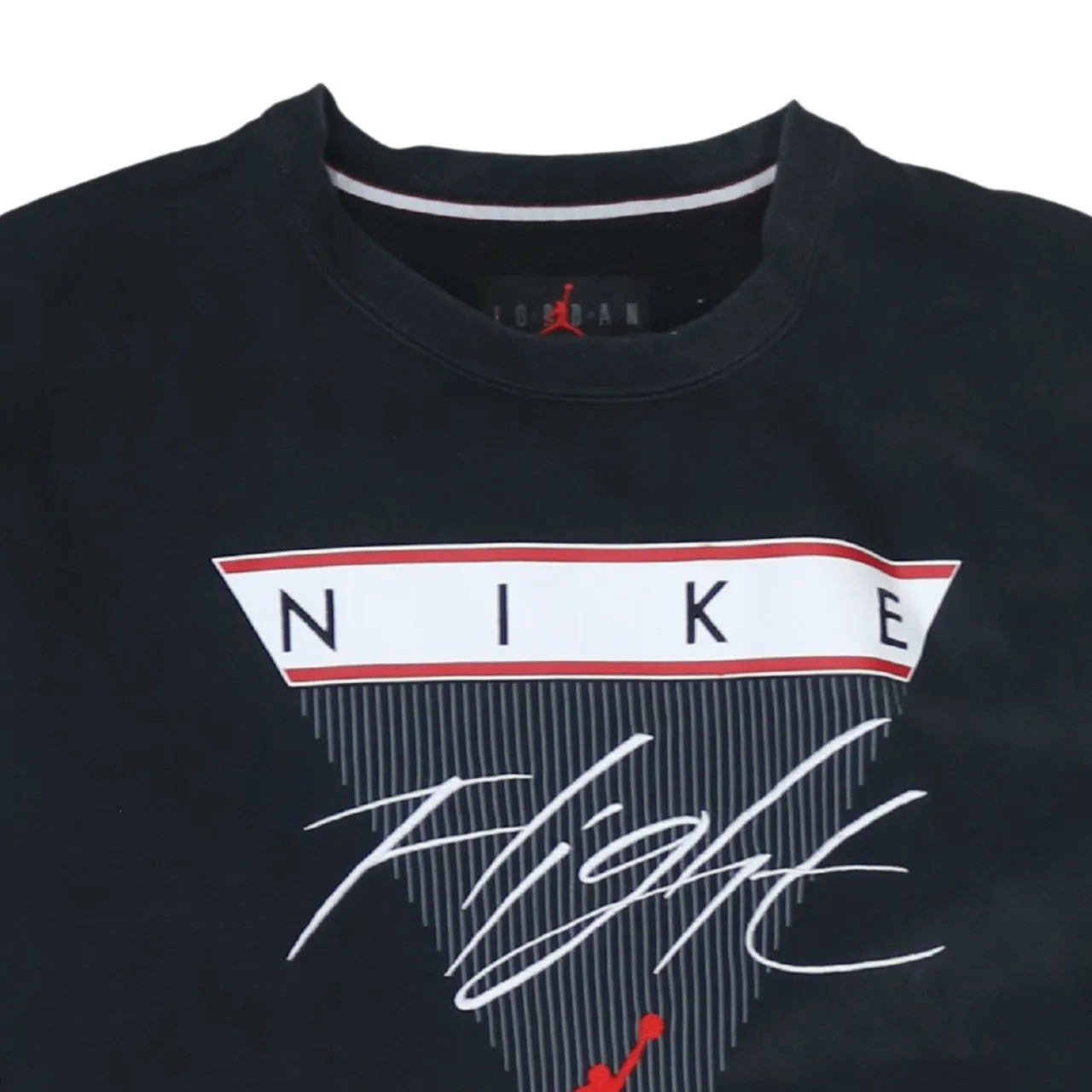 Jordan Black Sweatshirt Men's Small Printed Nike Flight Triangle Logo Crewneck Pullover Fleece Top sold by Vintage Club product image thumbnail 3