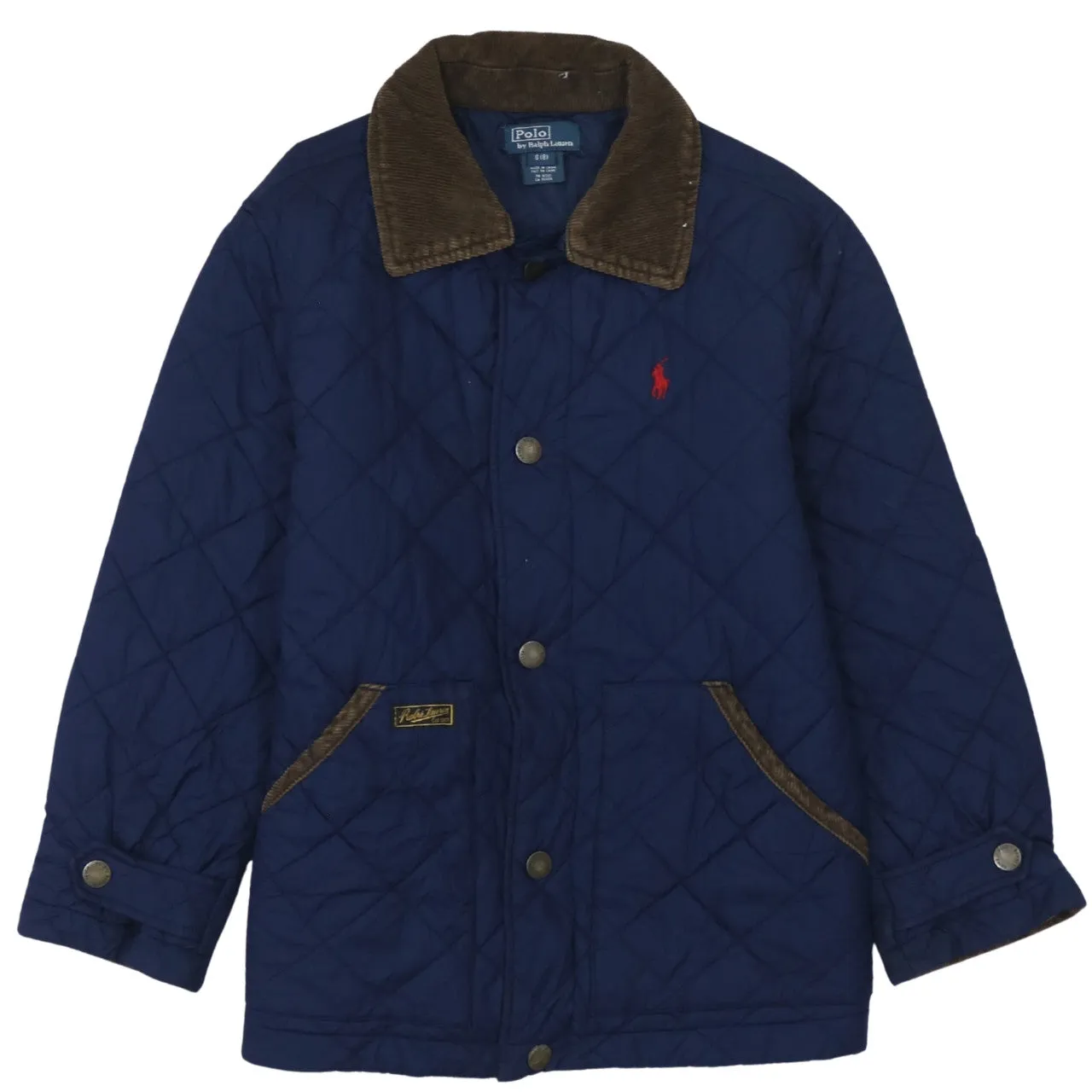 Polo Ralph Lauren Navy Quilted Jacket Men's Small Cord Collar Embroidered Logo Outerwear sold by Vintage Club