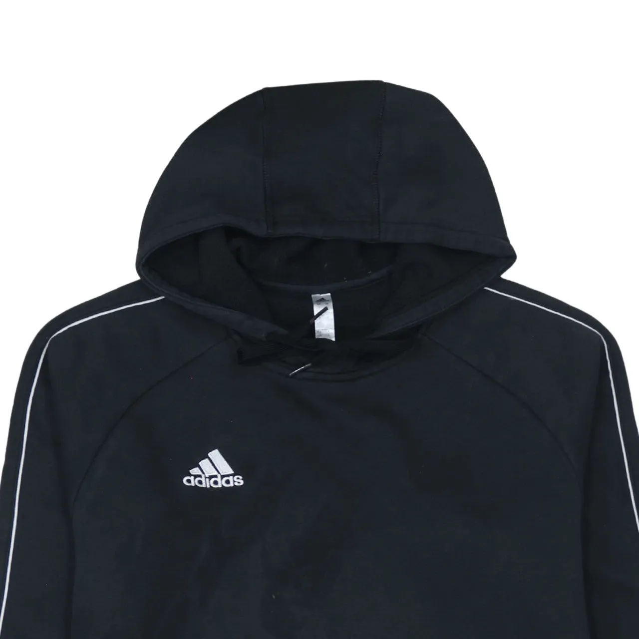 Adidas Black Hoodie Men's Large Embroidered Logo White Piping Front Pocket Pullover Sweatshirt sold by Vintage Club product image thumbnail 3