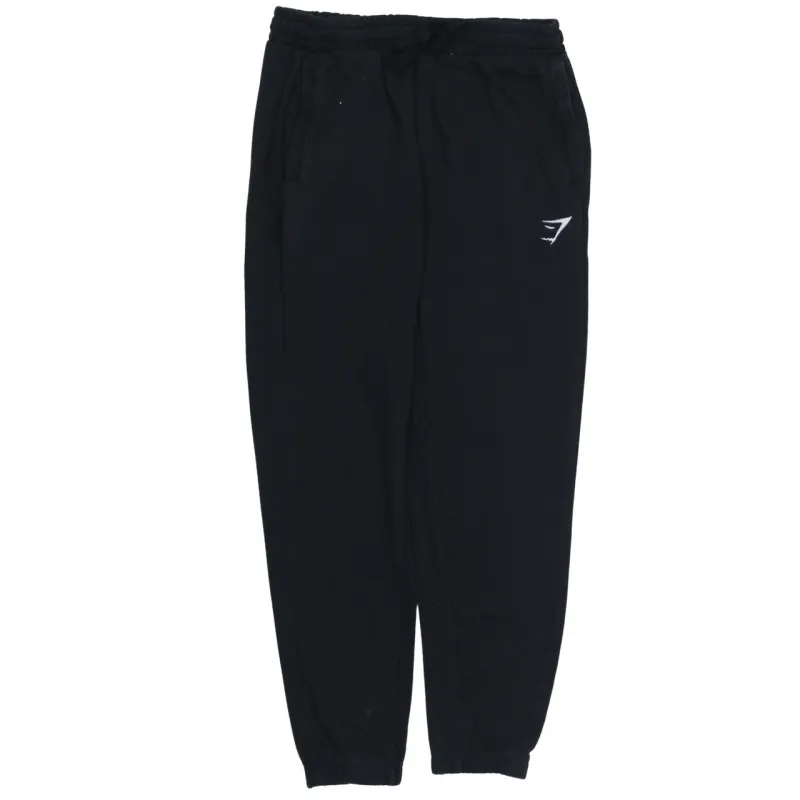 Gymshark Black Joggers Men’s Medium Elasticated Cuffs Drawstring Waist Small Logo Sweatpants sold by Vintage Club