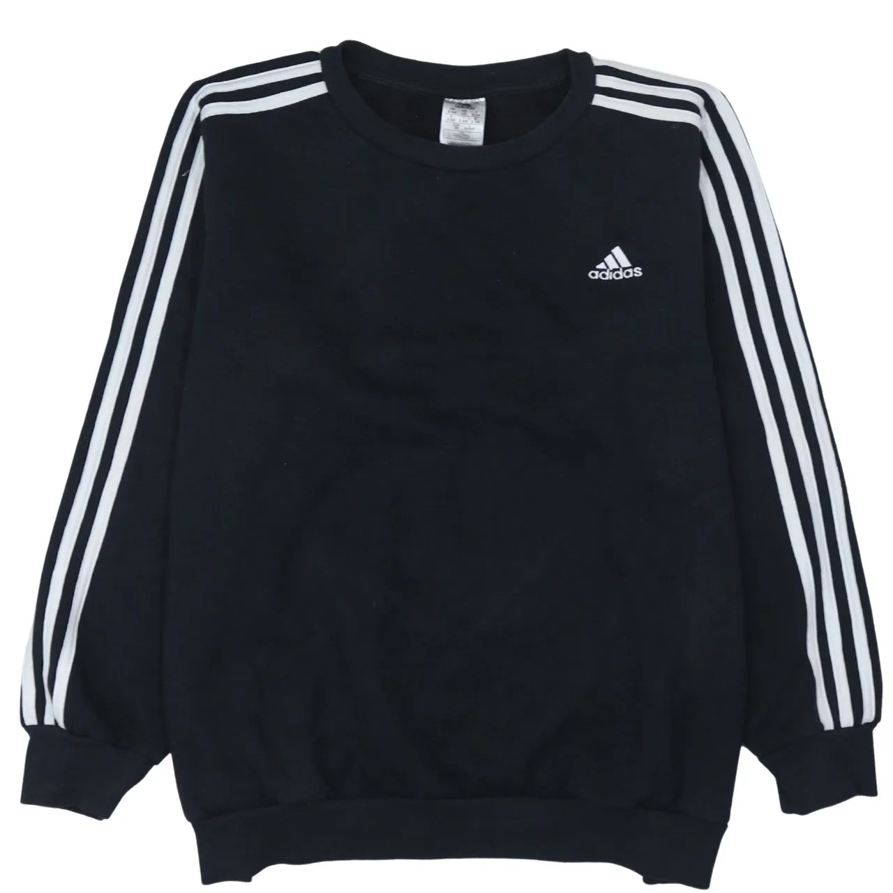 Adidas Black Sweatshirt Women's XXLarge 3 Stripe Sleeves Embroidered Chest Logo Pullover Top sold by Vintage Club