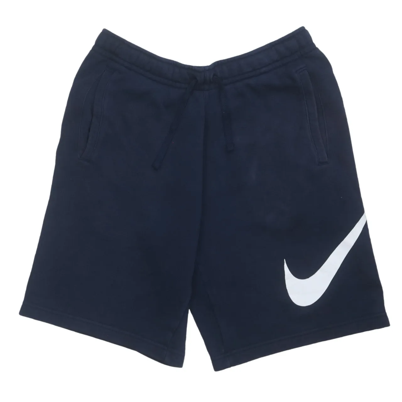 Nike Navy Blue Shorts Men's Medium Large Swoosh Logo Drawstring Waist Fleece Lounge sold by Vintage Club