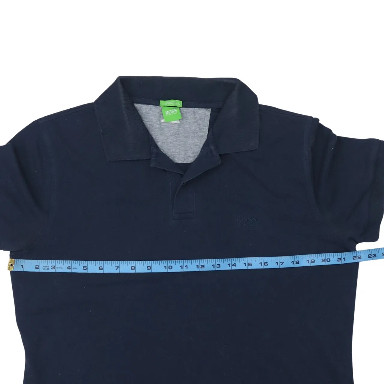 HUGO BOSS Navy Blue Polo Shirt Women’s XLarge Subtle Embroidered Chest Logo Short Sleeve Top sold by Vintage Club product image thumbnail 5