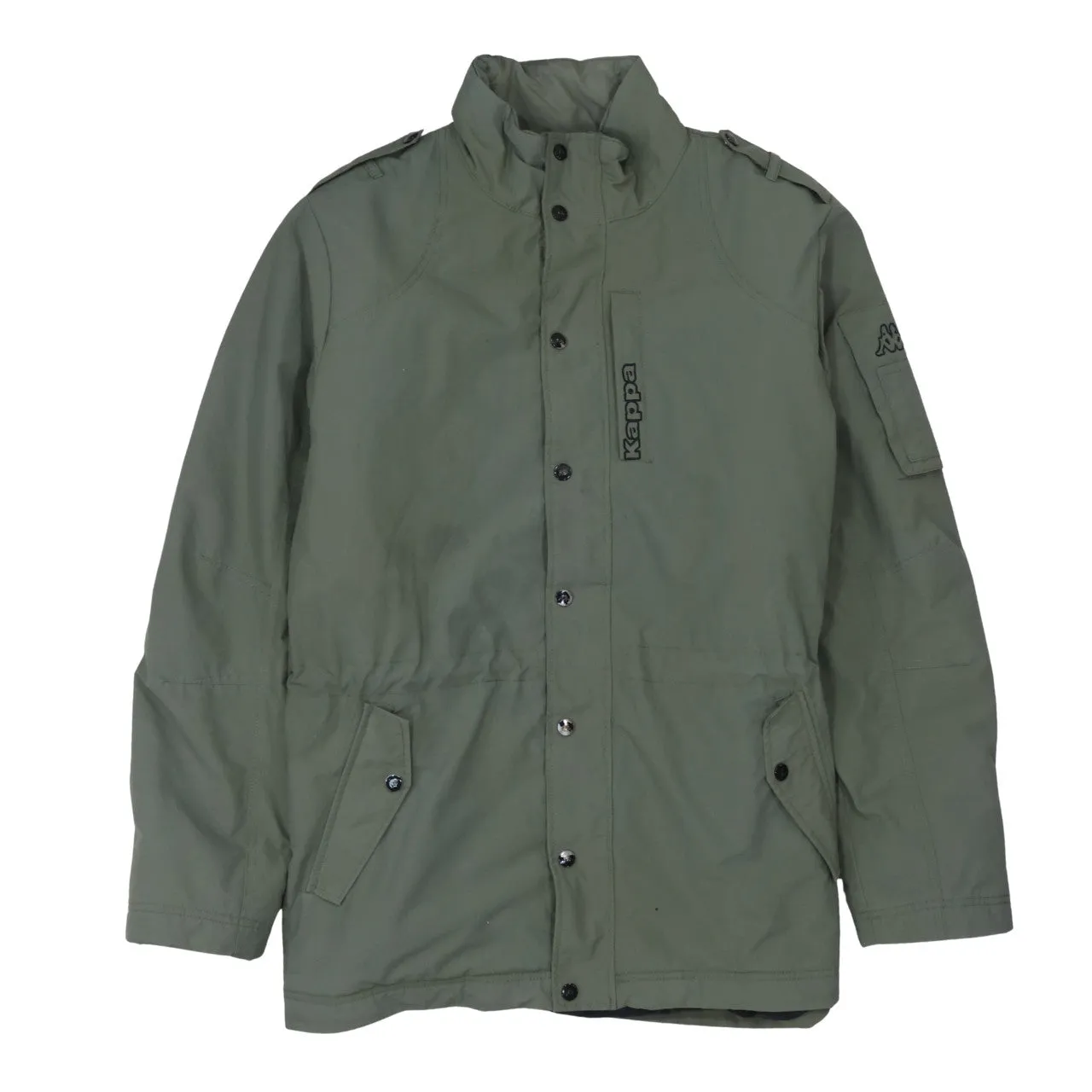 Kappa Khaki Green Jacket Women’s 2XL Embroidered Logo Zip Pockets Nylon Outerwear sold by Vintage Club