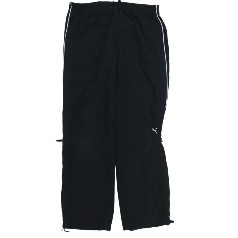 Puma Black Trousers Men’s 34 Elastic Waist Zip Hem Contrast Side Stripe Embroidered Logo Pants sold by Vintage Club