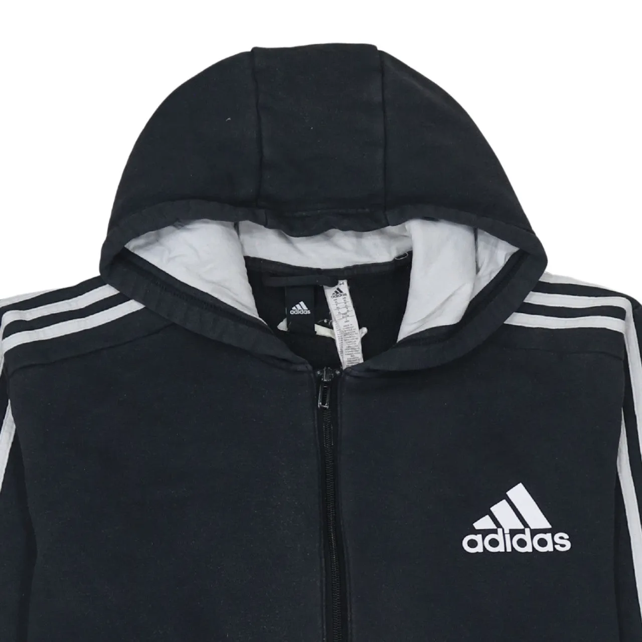 Adidas Black Full Zip Hoodie Women’s XLarge Embroidered Logo Three Stripe Sleeves Fleece Sweatshirt sold by Vintage Club product image thumbnail 3