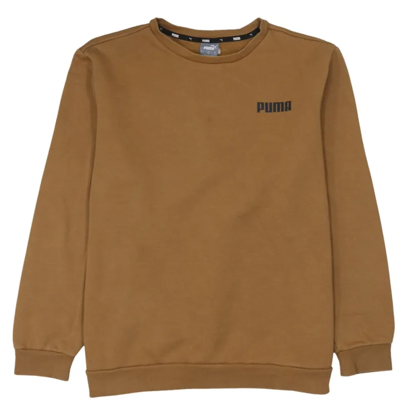 Puma Tan Brown Sweatshirt Men’s XLarge Printed Chest Logo Crewneck Pullover Fleece Top made by Puma