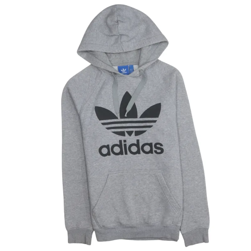 Adidas Grey Hoodie Men's Small Trefoil Printed Logo Front Pocket Pullover Sweatshirt sold by Vintage Club