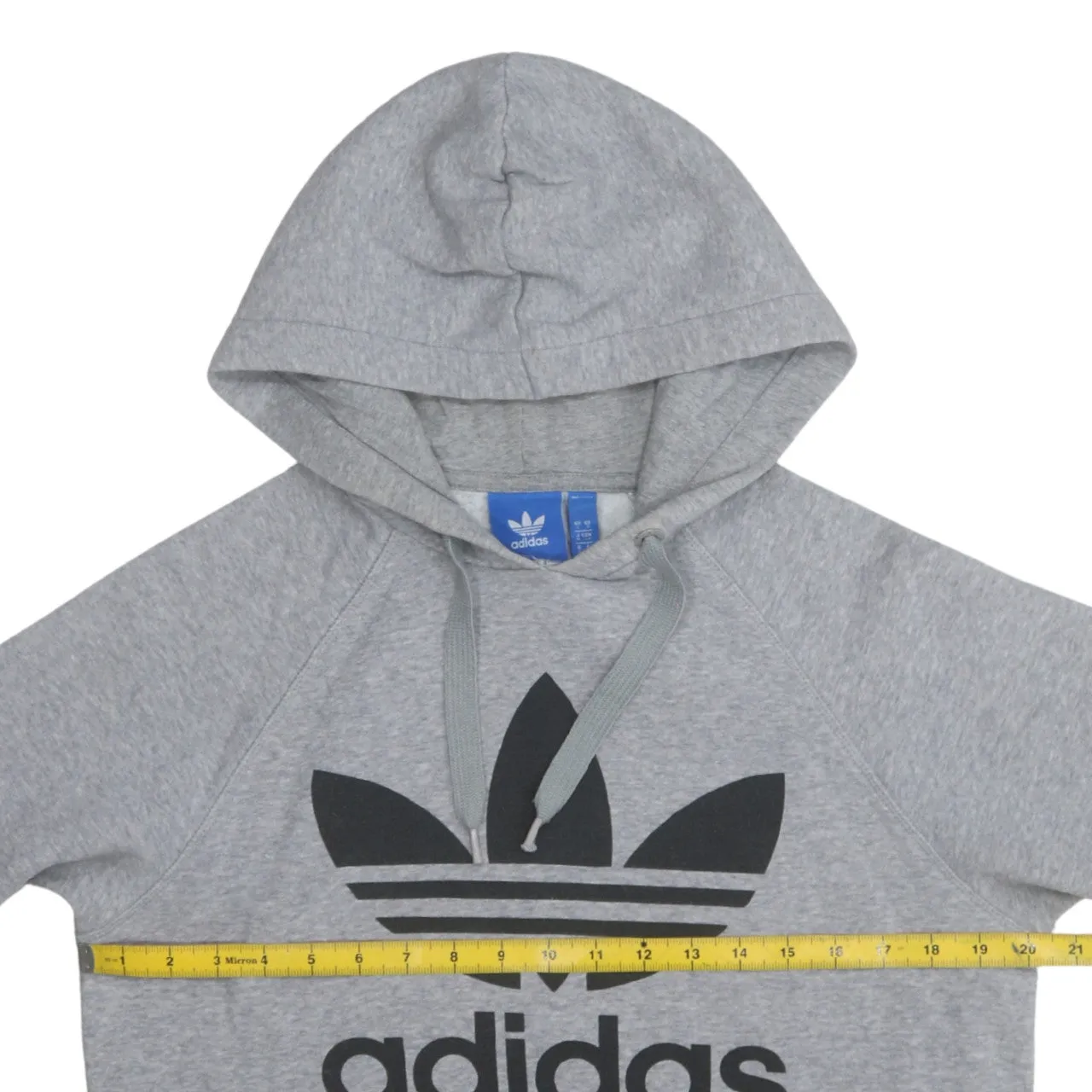 Adidas Grey Hoodie Men's Small Trefoil Printed Logo Front Pocket Pullover Sweatshirt sold by Vintage Club product image thumbnail 5