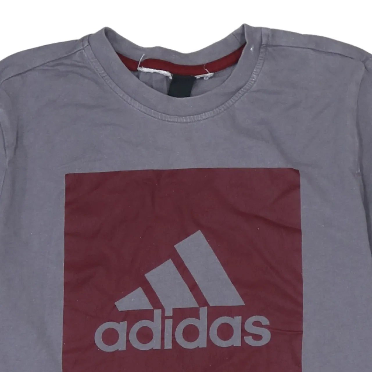 Adidas Grey T Shirt Men's Small Burgundy Box Printed Logo Casual Tee Top sold by Vintage Club product image thumbnail 3
