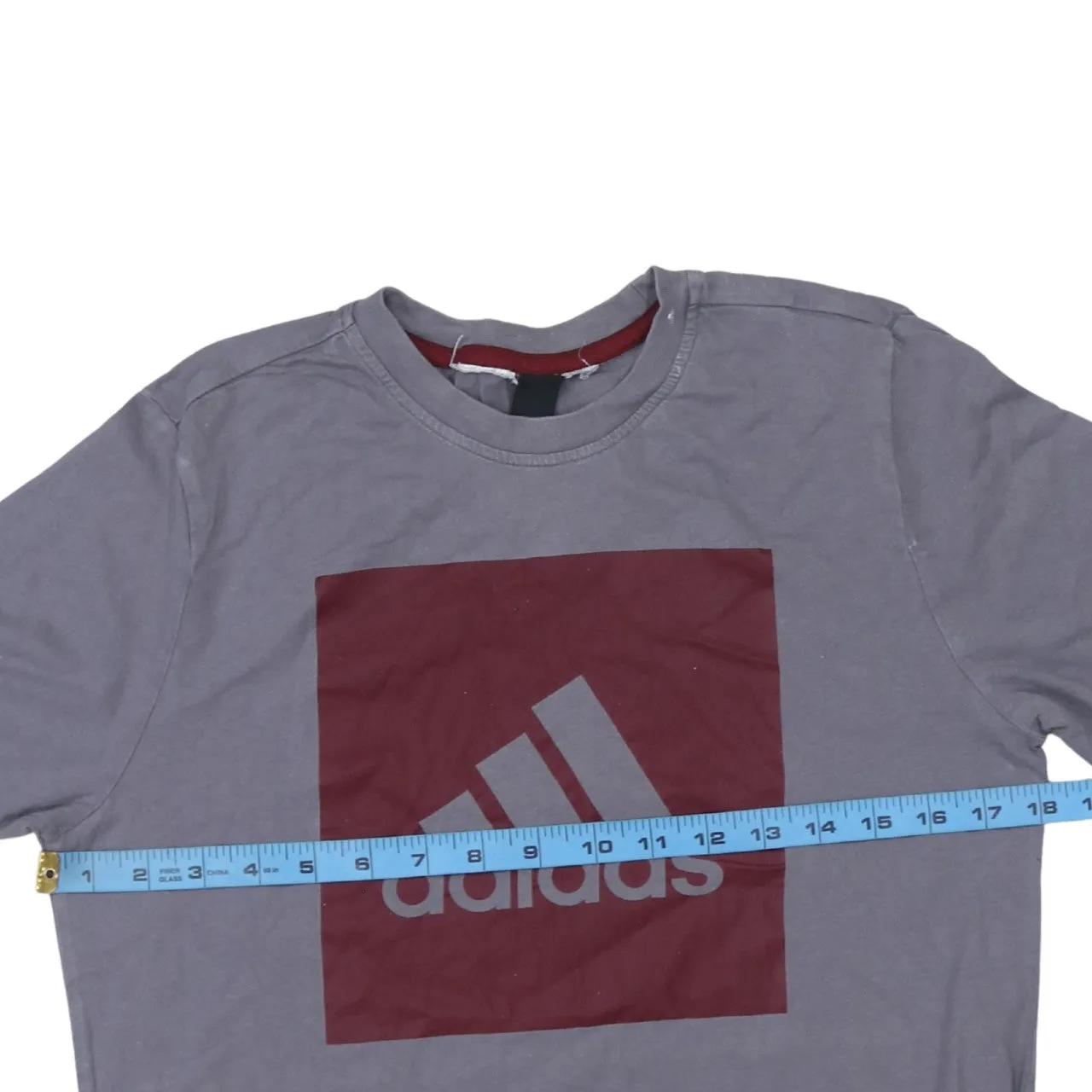 Adidas Grey T Shirt Men's Small Burgundy Box Printed Logo Casual Tee Top sold by Vintage Club product image thumbnail 5