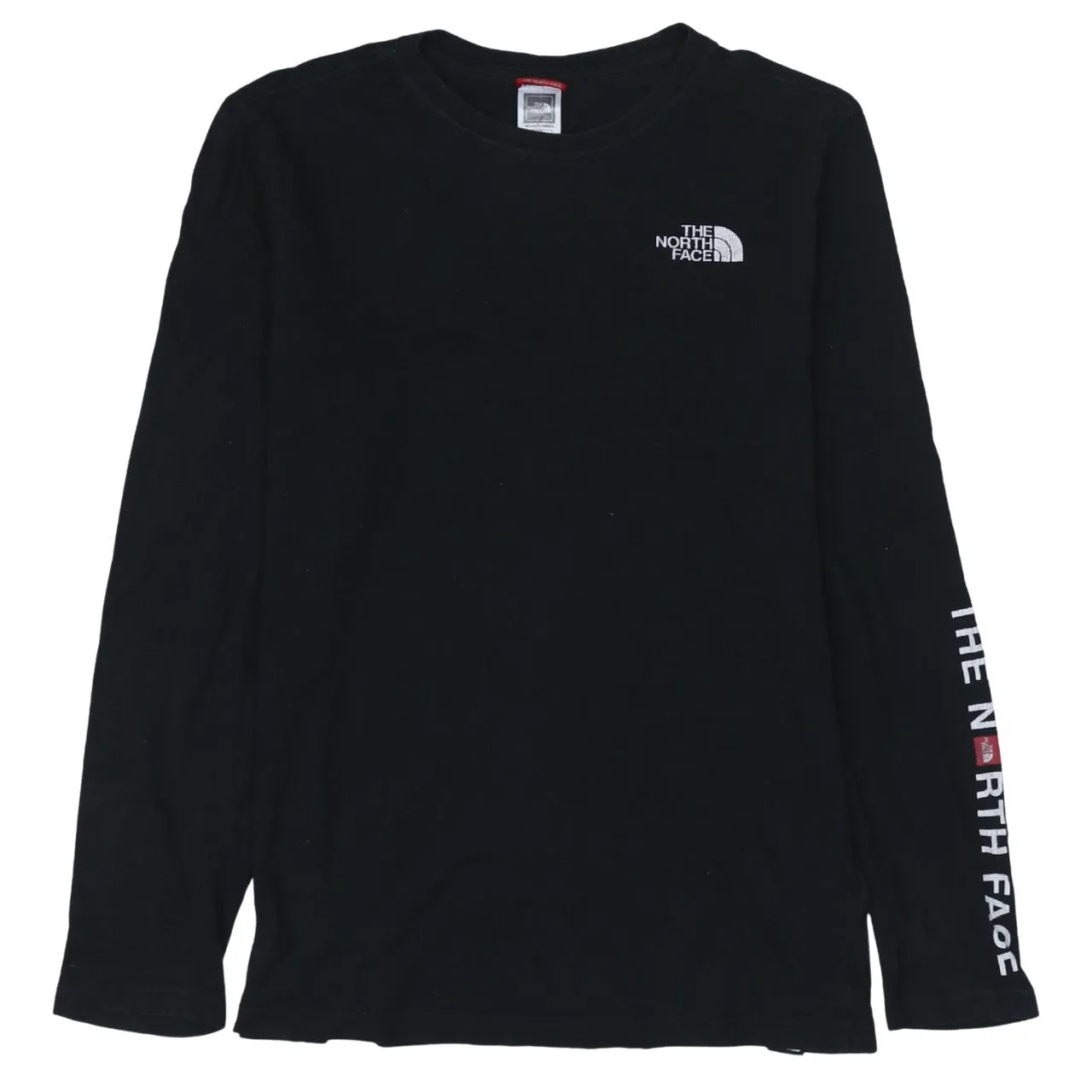 The North Face Black Long Sleeve T Shirt Men's Small Printed Logos Sleeve Graphic Tee sold by Vintage Club