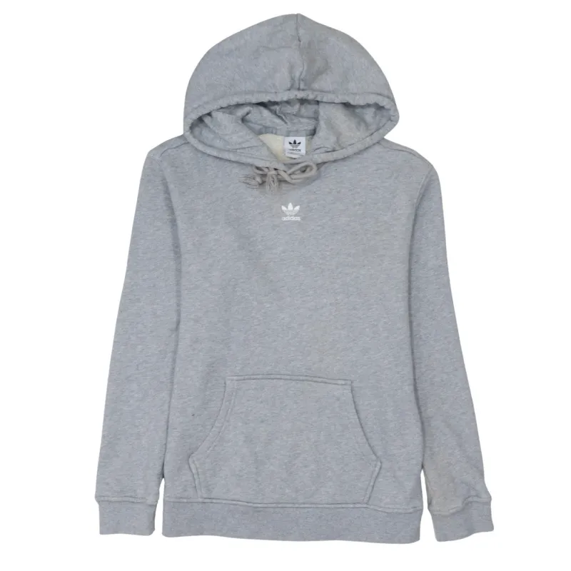 Adidas Grey Hoodie Women’s Small Trefoil Embroidered Logo Front Pocket Pullover Sweatshirt sold by Vintage Club