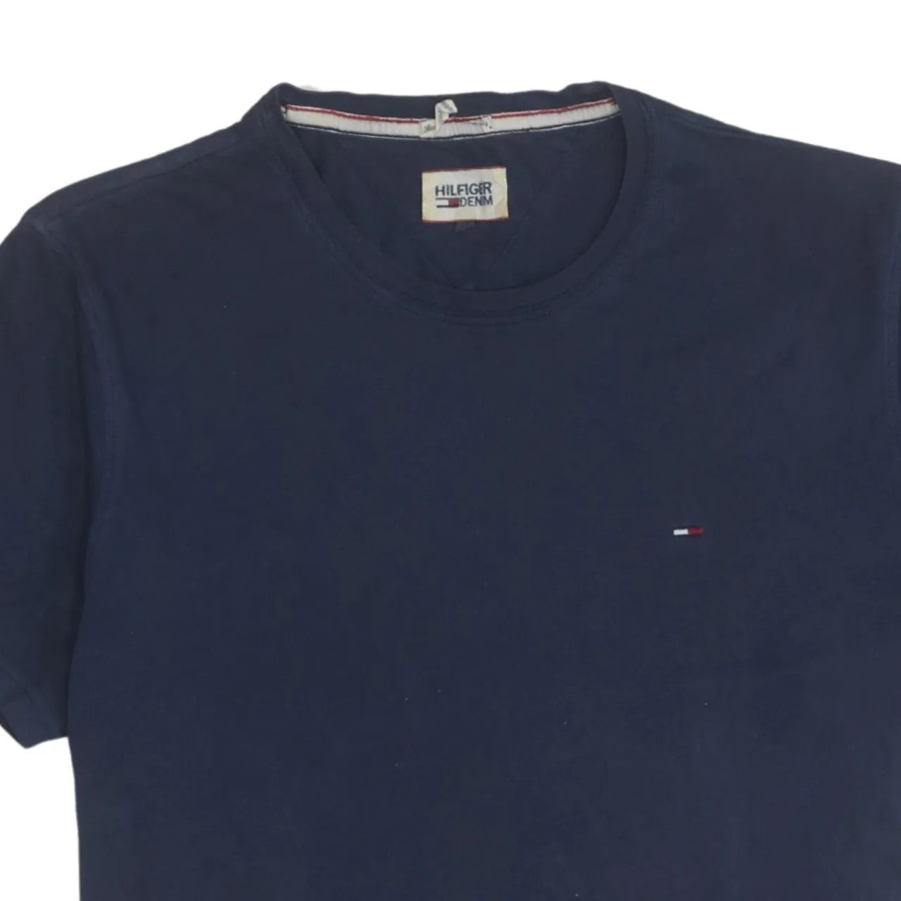 Tommy Hilfiger Navy Blue T Shirt Women's Large Small Flag Logo Crewneck Tee Top sold by Vintage Club product image thumbnail 3