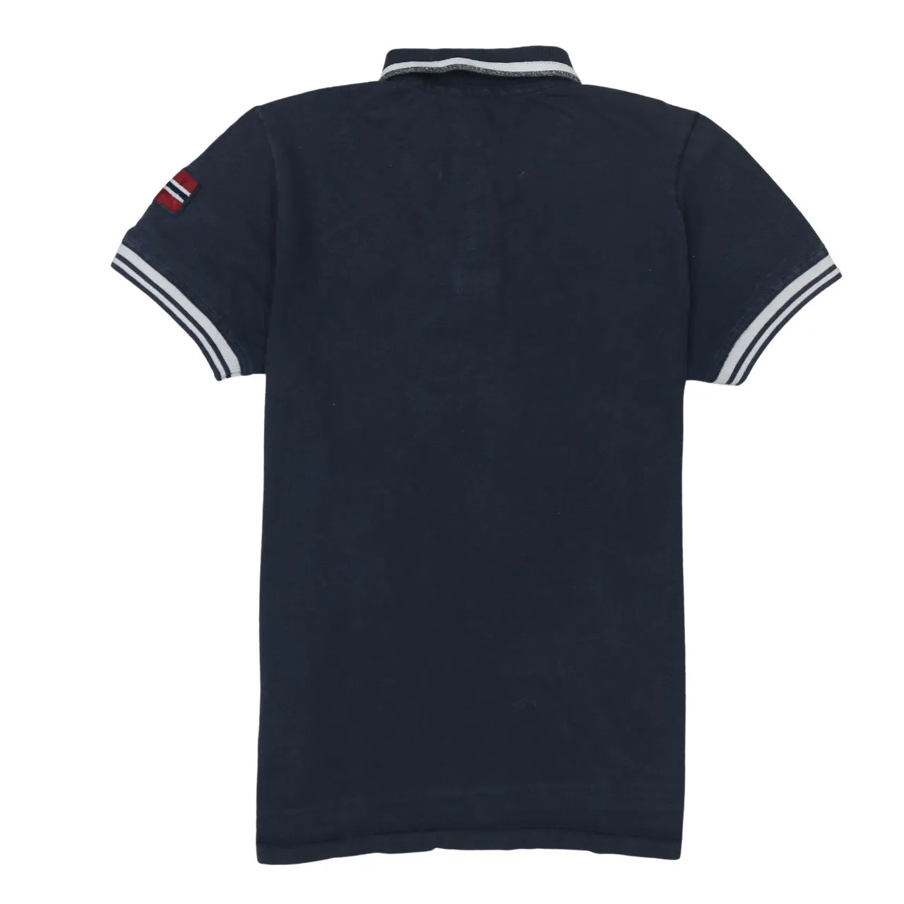 Napapijri Navy Blue Polo Shirt Men's Large Embroidered Chest Logo Flag Sleeve Casual Top sold by Vintage Club product image thumbnail 2