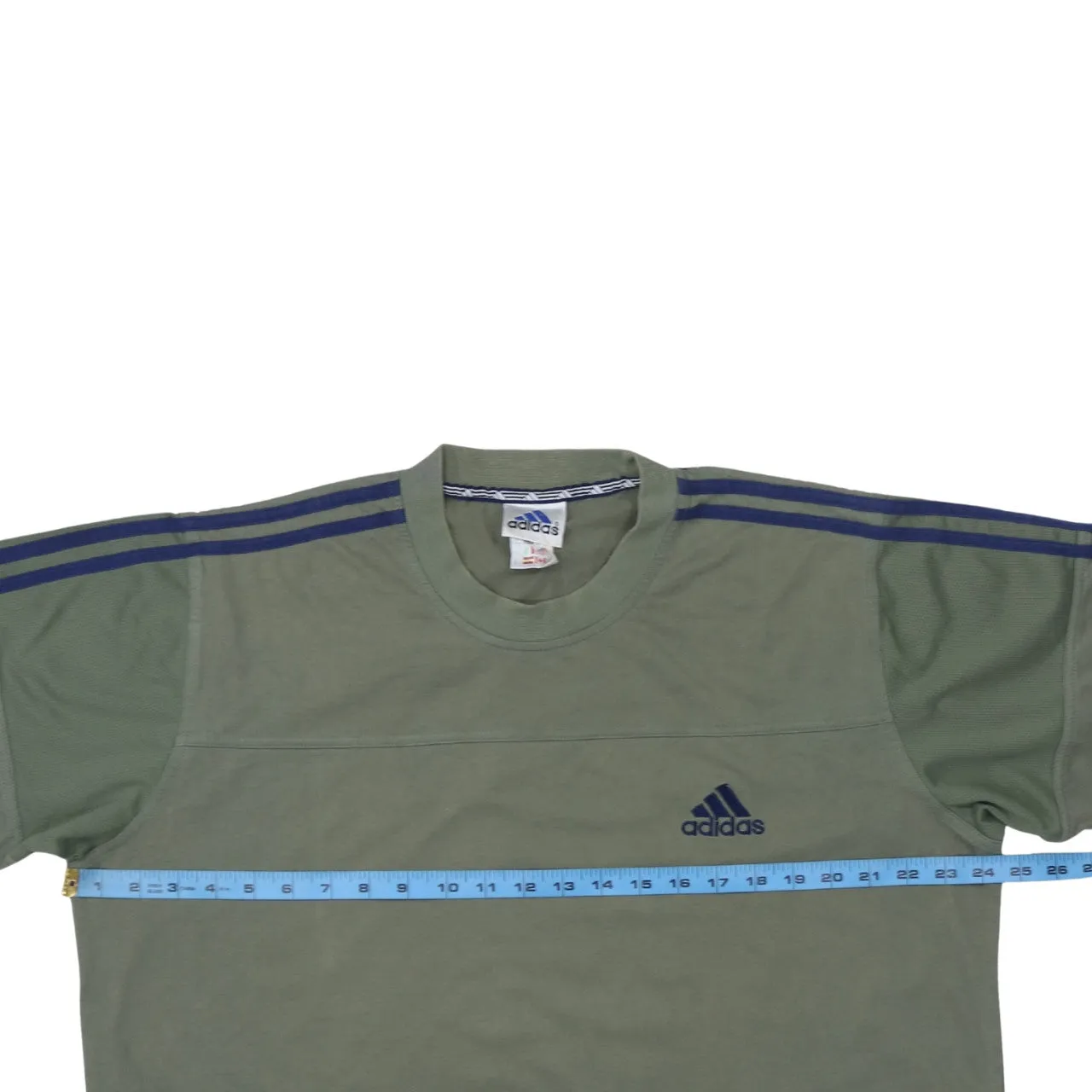 Adidas Olive Green T Shirt Men's XLarge Embroidered Logo Three Stripe Sleeves Casual Top sold by Vintage Club product image thumbnail 5