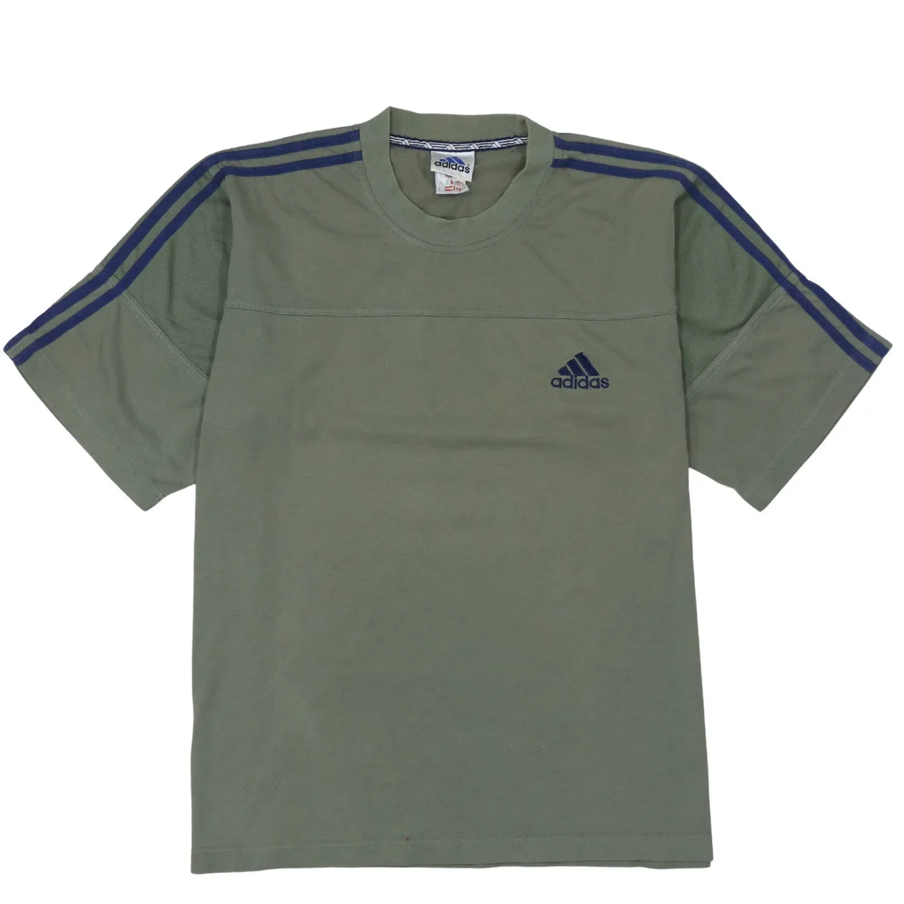 Adidas Olive Green T Shirt Men's XLarge Embroidered Logo Three Stripe Sleeves Casual Top sold by Vintage Club
