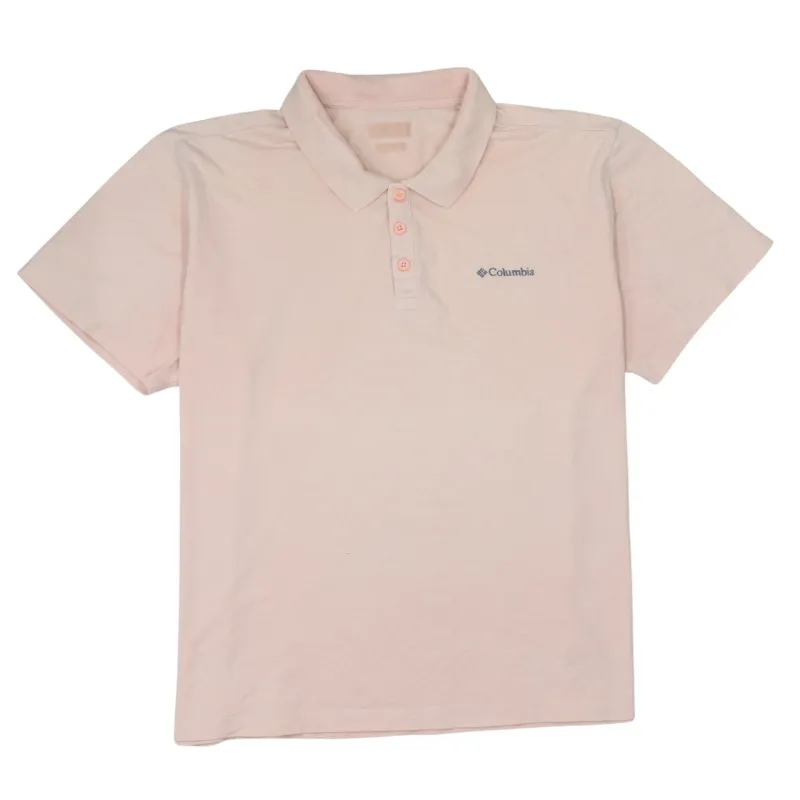 Columbia Light Pink Polo Shirt Men's XXLarge Embroidered Chest Logo Short Sleeve Casual Top made by Columbia