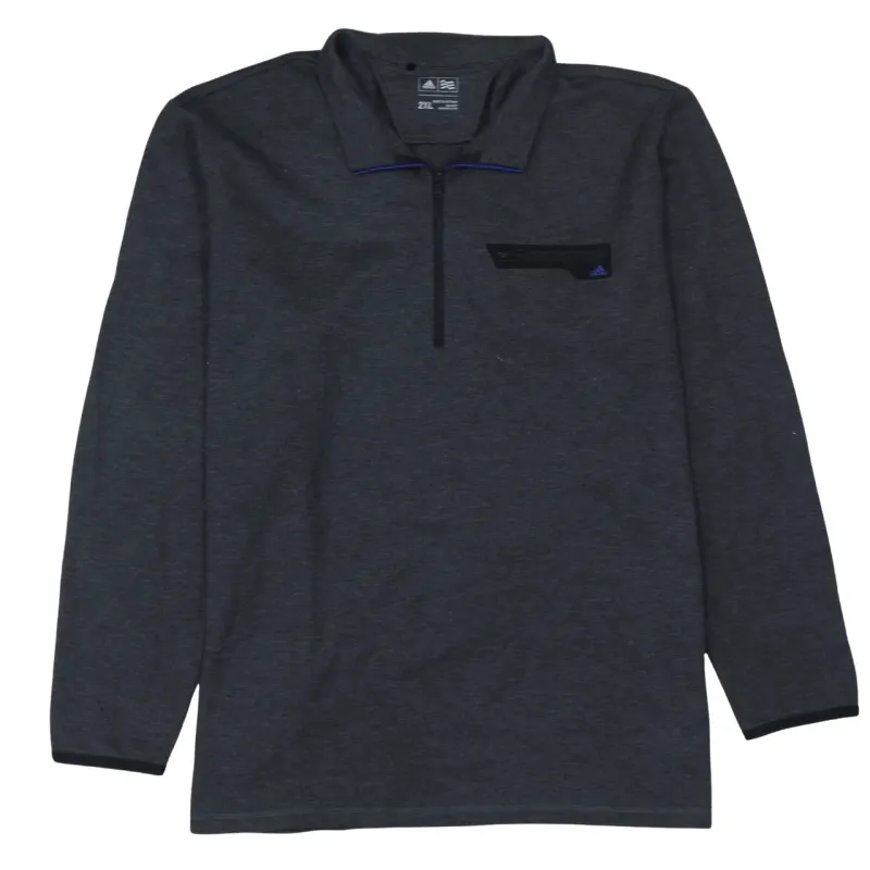 Adidas Dark Charcoal Quarter Zip Sweatshirt Women's XXL Chest Pocket Fleece Top Pullover sold by Vintage Club