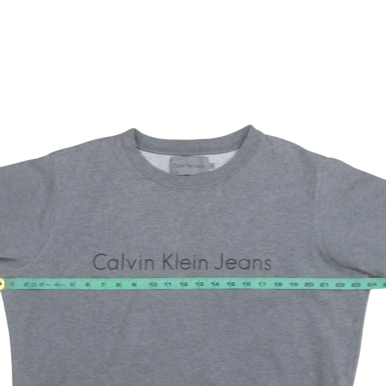 Calvin Klein Grey Sweatshirt Women's XLarge Printed Logo Crewneck Pullover Fleece Top sold by Vintage Club product image thumbnail 5