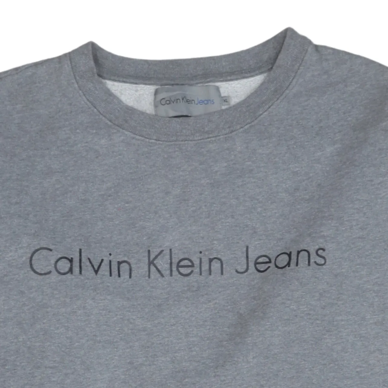 Calvin Klein Grey Sweatshirt Women's XLarge Printed Logo Crewneck Pullover Fleece Top sold by Vintage Club product image thumbnail 3