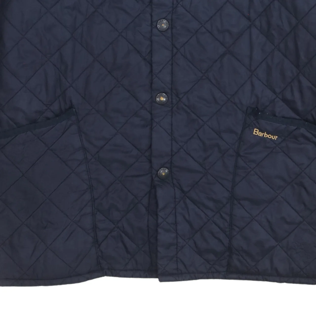 Barbour Navy Blue Quilted Jacket Men's Large Cord Collar Snap Fastening Pockets Outerwear sold by Vintage Club product image thumbnail 4