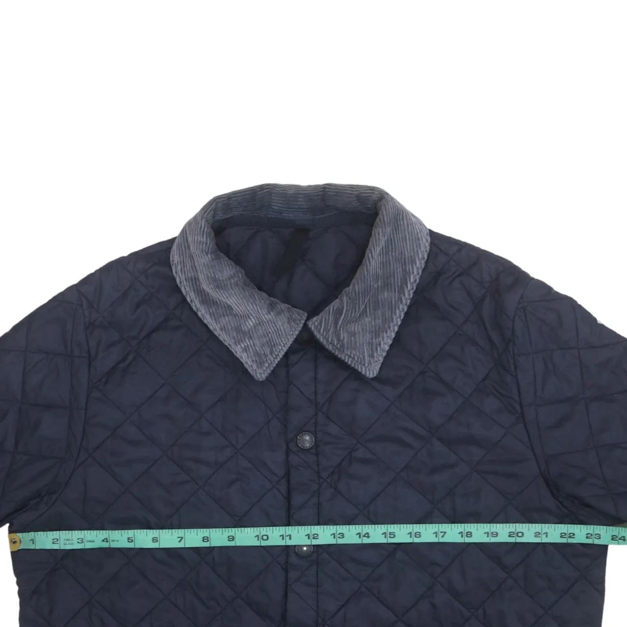 Barbour Navy Blue Quilted Jacket Men's Large Cord Collar Snap Fastening Pockets Outerwear sold by Vintage Club product image thumbnail 5