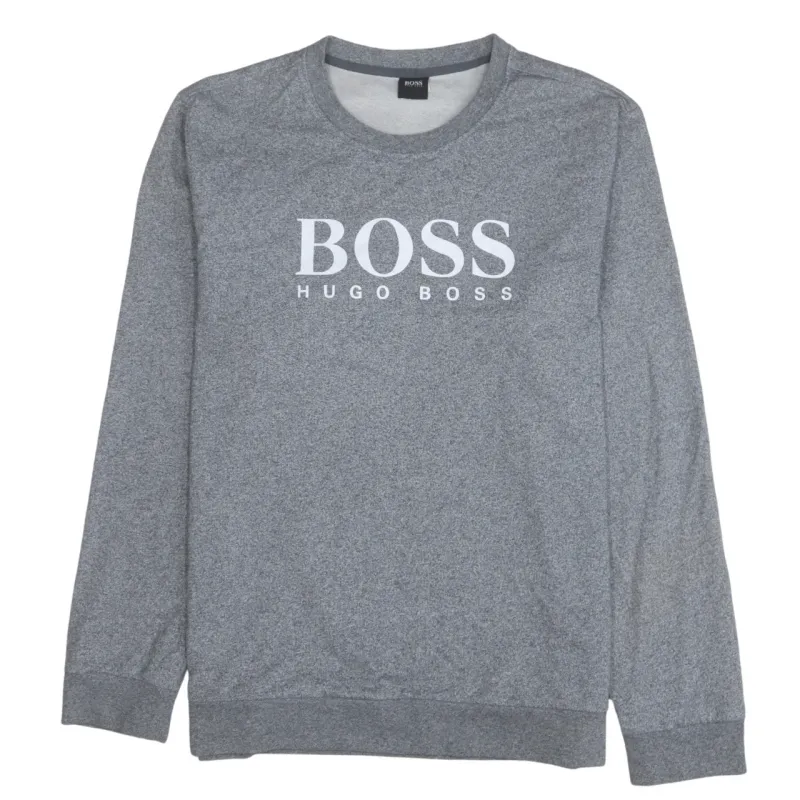 HUGO BOSS Grey Sweatshirt Women’s XXLarge Printed Chest Logo Crewneck Pullover Top sold by Vintage Club