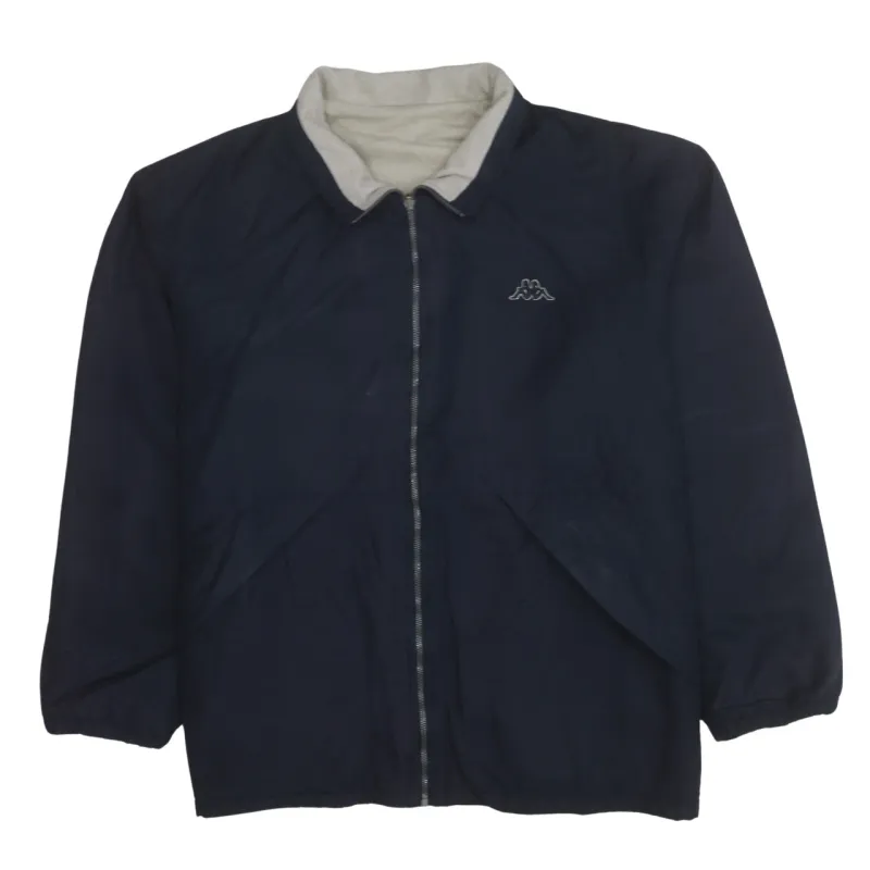 Kappa Navy Blue Jacket Men's XXLarge Embroidered Chest Logo Full Zip Fleece Lined Windbreaker sold by Vintage Club