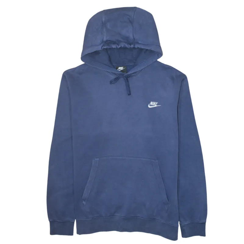 Nike Navy Blue Hoodie Men's Medium Embroidered Swoosh Logo Drawstring Pullover Sweatshirt sold by Vintage Club