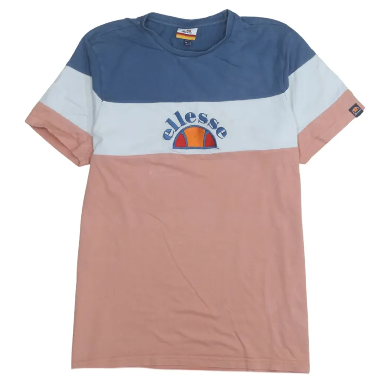 Ellesse Blue Colour Block T Shirt Women's Large Embroidered Logo Short Sleeve Casual Top sold by Vintage Club