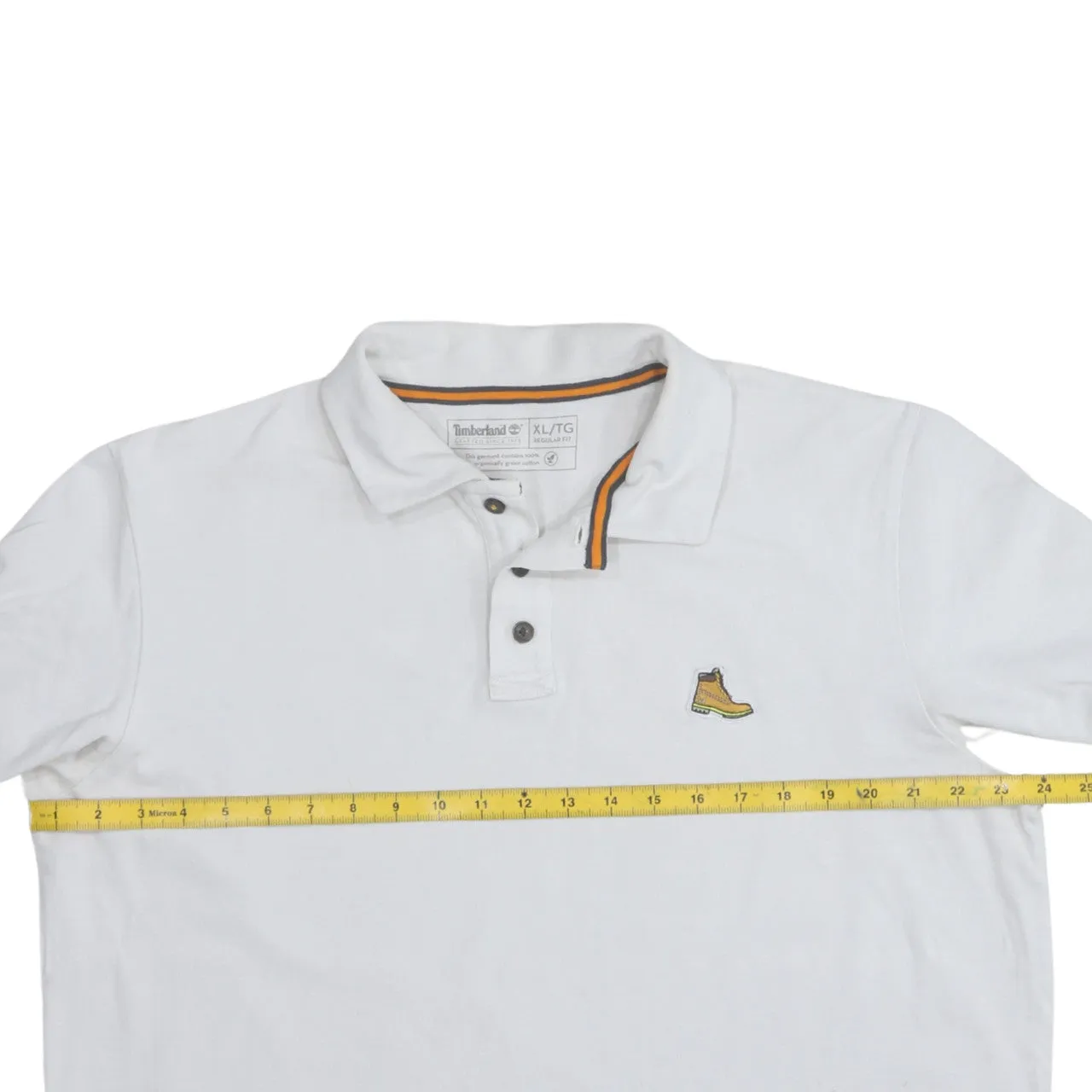 Timberland White Polo Shirt Women’s XLarge Embroidered Boot Logo Contrast Collar Casual Top sold by Vintage Club product image thumbnail 5