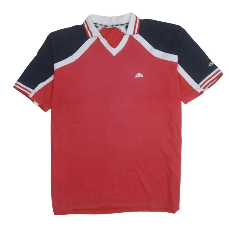 Ellesse Red Navy Polo Shirt Men’s XLarge Embroidered Chest Logo Contrast Collar Casual Top made by Ellesse