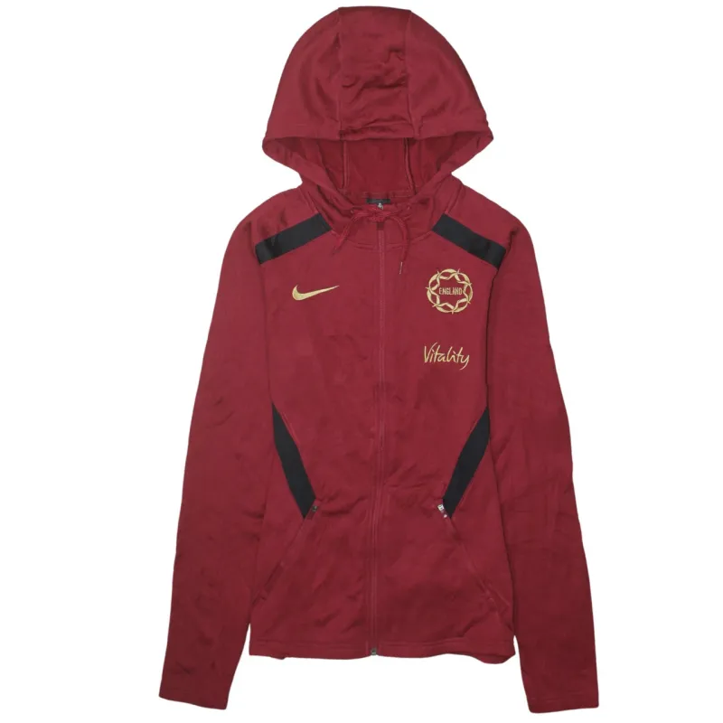 Nike Burgundy Red Full Zip Hoodie Women’s Small England Vitality Embroidered Logo Training Top made by Nike