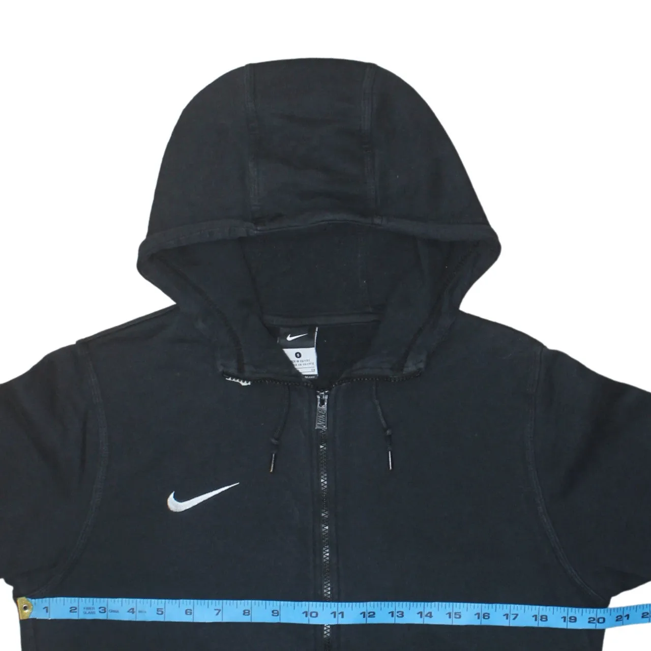 Nike Black Full Zip Hoodie Men's Small Embroidered Swoosh Split Pocket Hooded Sweatshirt sold by Vintage Club product image thumbnail 5