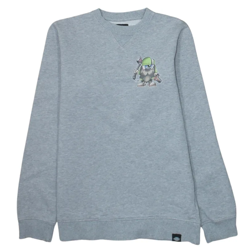 Dickies Grey Sweatshirt Men's Small Printed Chest Graphic Ribbed Cuffs Crewneck Pullover sold by Vintage Club
