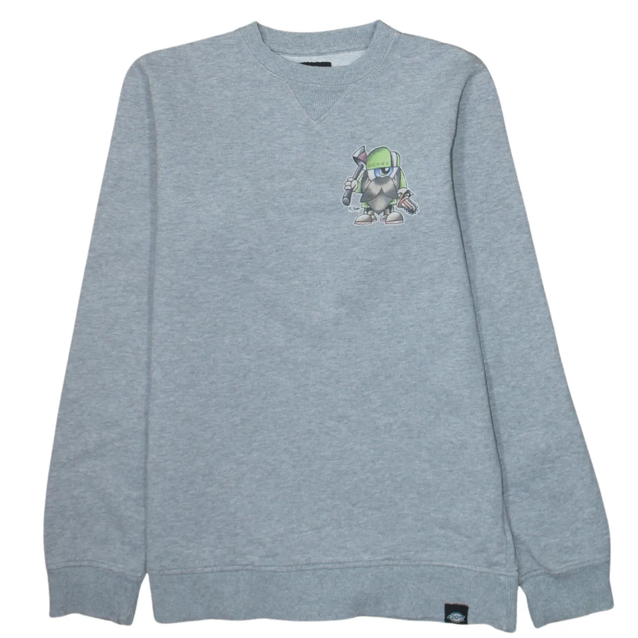 Dickies Grey Sweatshirt Men's Small Printed Chest Graphic Ribbed Cuffs Crewneck Pullover sold by Vintage Club