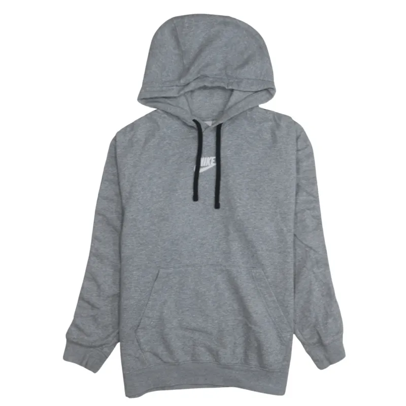 Nike Grey Hoodie Men's Medium Embroidered Chest Logo Branded Sleeve Tape Pullover Sweatshirt sold by Vintage Club