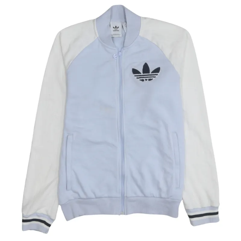 Adidas Light Blue White Sweatshirt Jacket Men's Small Embroidered Trefoil Logo Zip Top sold by Vintage Club