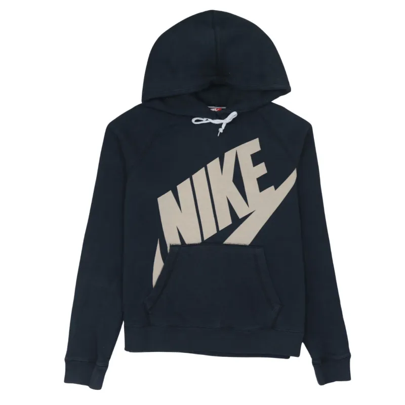 Nike Black Hoodie Women’s Medium Printed Big Logo Front Pocket Pullover Sweatshirt sold by Vintage Club