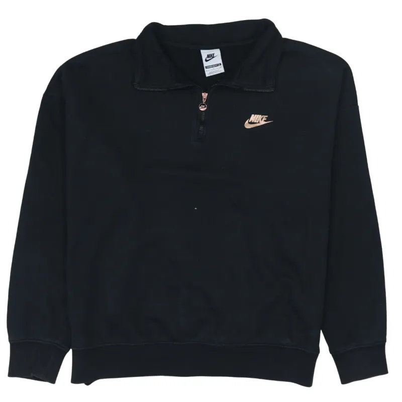 Nike Black Quarter Zip Sweatshirt Men's Small Embroidered Swoosh Printed Back Logo Pullover sold by Vintage Club