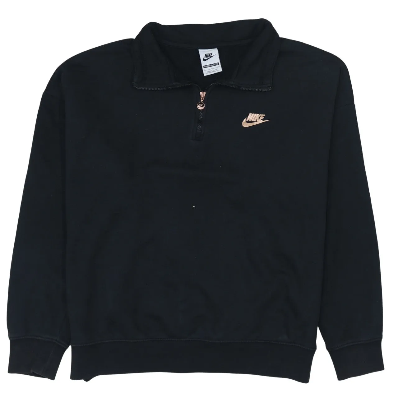 Nike Black Quarter Zip Sweatshirt Men's Small Embroidered Swoosh Printed Back Logo Pullover sold by Vintage Club