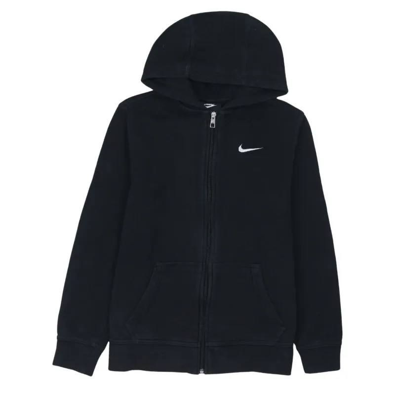 Nike Black Full Zip Hoodie Women’s XLarge Embroidered Swoosh Split Pocket Sweatshirt Top sold by Vintage Club