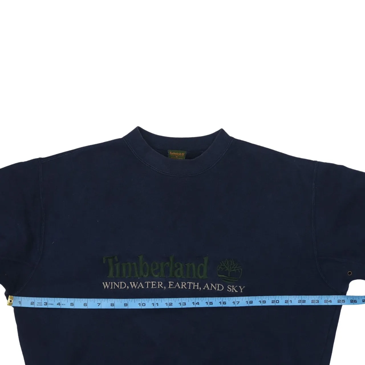 Timberland Navy Blue Sweatshirt Men's Medium Embroidered Logo Slogan Crewneck Pullover Fleece Top sold by Vintage Club product image thumbnail 5