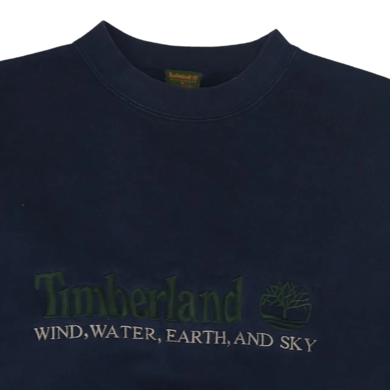 Timberland Navy Blue Sweatshirt Men's Medium Embroidered Logo Slogan Crewneck Pullover Fleece Top sold by Vintage Club product image thumbnail 3