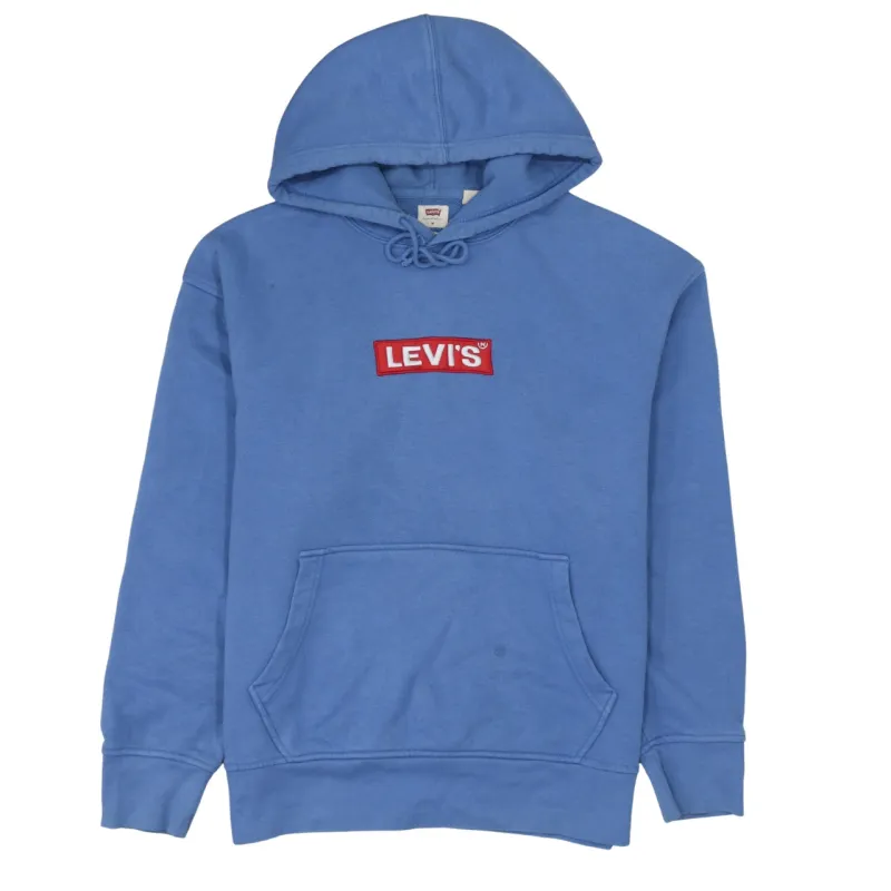 Levi's Blue Hoodie Men's Medium Embroidered Box Logo Front Pocket Pullover Sweatshirt sold by Vintage Club